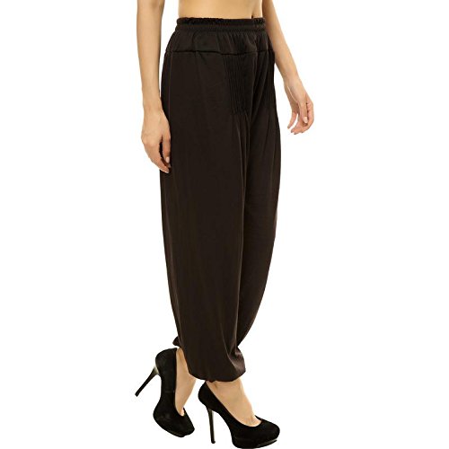 pietra viscose solid harem black pants for women