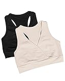 Kindred Bravely 2PACK French Terry Racerback Nursing Sleep Bra For Maternity/Breastfeeding (XXL-Busty, 2 Pack, Black/Beige)