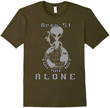 Men's Area 51 Your Are Not Alone Alien T Shirt XL Olive