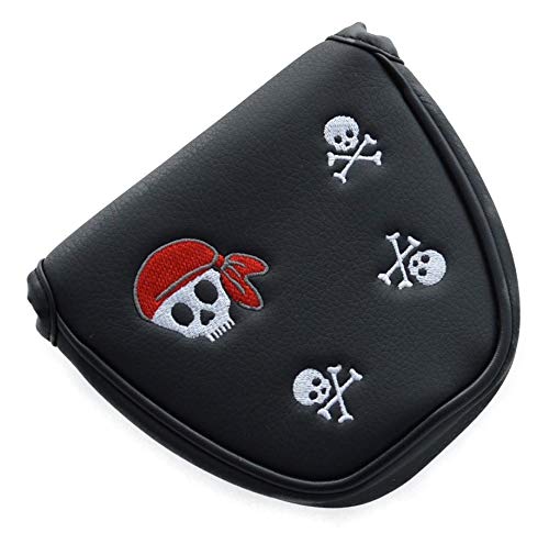 NEW SKULL AND CROSSBONES GOLF BLACK MALLET STYLE PUTTER HEADCOVER