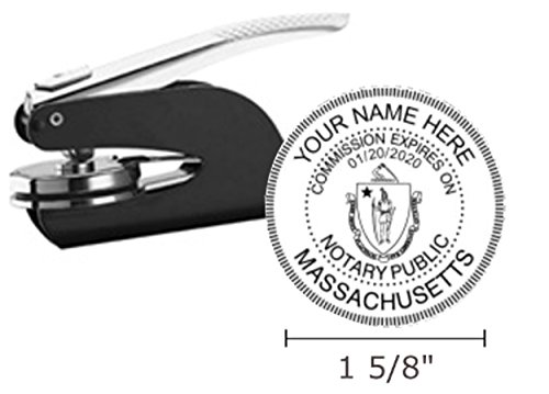 Massachusetts Notary Seal Embosser, Pocket/Hand Model, 1-5/8" Impression, Black