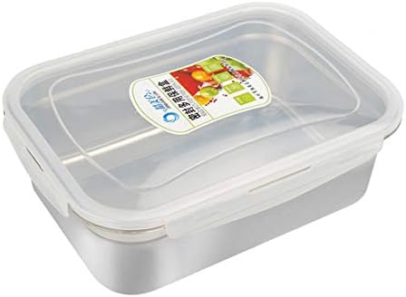 KingbeefLIU Storage Box, Rectangle Stainless Steel Food Storage Container, Lunch Box Bowl with Lid, Suitable for Kitchen, School, Camping, Picnic 3.8L