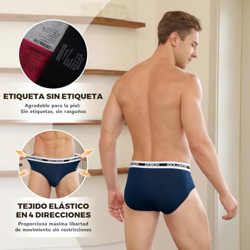 IGOLUMON Trusas para Hombre 7 Piezas Briefs Hombre Transpirable Bambú Rayón Ropa Interior Hombre Tagless Elástica con Pouch
