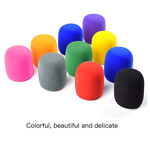 DoerDo 10 Pack Foam Sponge Microphone Cover Thick Colorful Handheld Stage Mic Windscreen