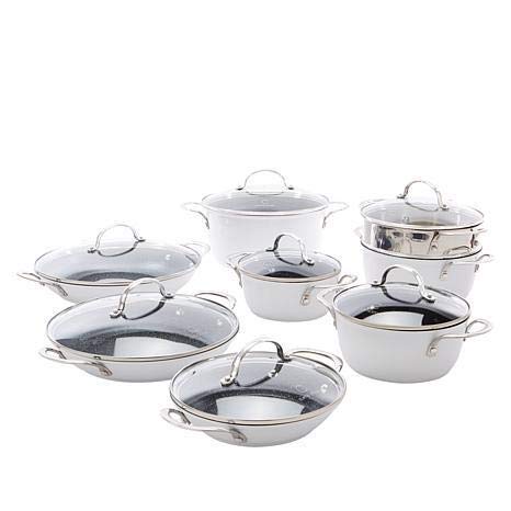 Curtis Stone Dura-Pan Nonstick 15-piece Nesting Cookware Set Model 655-425 (Renewed)