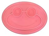 Round Silicone Frog Slip-Resistant Placemat for Children, Kids, Toddlers, Babies Highchair Feeding Tray or Kitchen Dining Table with Built in Plate and Bowl by Salbree, Pink