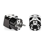 OREI 2 in 1 USA to Europe Adapter Plug (Schuko, Type E/F) - 2 Pack, Black