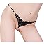 Ru Sweet Women's Open Crotch Lingerie Panty with Imitation Pearl Thong Black