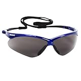 KLEENGUARD V30 Nemesis Safety Glasses (47387), Smoke (Safety Sunglasses) Anti-Fog Lens with Metallic Blue Frame, 12 Pairs / Case