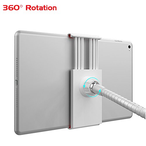 Universal Tablet Stand for Bed or Office or Kitchen, SPESSN 360 Degrees Rotation Adjustable Arm Clamp Mount Lazy Holder Extendable Stand for iPad and iPhone (Silver) - Thumbnail 4