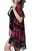 Youngbox Chiffon Swimsuit Cover Up Floral Beach Dresses Tunic,Black Red