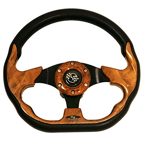 Buggies Unlimited Golf Cart Racer, Flat Bottom Steering Wheel (Woodgrain (Burl))