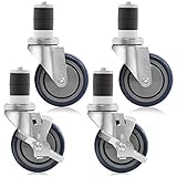GRIDMANN 4 inch Caster Wheel Set for Commercial Kitchen Prep Tables, 2 Wheels with Brakes, 2 Without Brakes