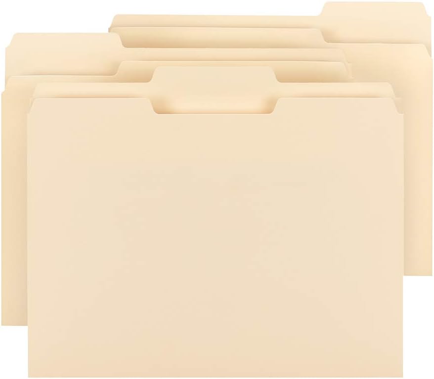 Smead File Folder, Reinforced 1/3-Cut Tab, Letter Size, Manila, 100 Per Box (10334) : Manila File Folders : Office Products