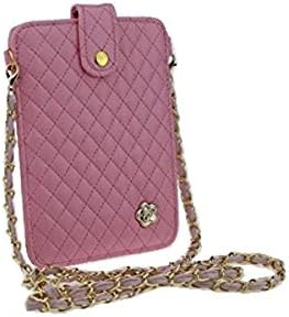 Universal Fashion Soft PU Leather Cellphone Bag Purse Case with Cross Body Shoulder Strap &amp; Metal Buckle Wallet Pouch for iPhone 6 plus/ 6 /5s and Samsung Galaxy Mobile Phone-Pink