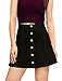 Allegra K Women's Faux Suede Button A-Line High Waisted Christmas Flared Mini Short Skirt Small Black