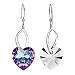 EleQueen 925 Sterling Silver CZ Love Heart French Hook Dangle Earrings Vitrail Light Made with Austrian Crystals for Women, Valentine's Day/Mother's Day/Christmas Jewelry Gift for Girlfriend/Mom