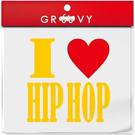 Amazon I Love Hip Hop 車 ステッカー アイ ラブ ヒップホップ 音楽 Music ジャンル 赤い ハート ドレスアップ おしゃれ 可愛い かっこいい デカール シール カッティング 防水 1117 イエロー ステッカー デカール 車 バイク