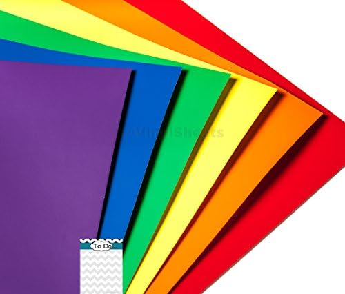 A1G604 Gloss Permanent 12 X 12 Inches - Rainbow 6 Pack Outdoor Adhesive Backed Vinyl Sheets Personal Craft Sign Cutters Wall Decals