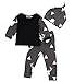Newborn Baby Girl Boy Clothes Deer Tops T-shirt+Pants Leggings 3pcs Outfits Set, Black&Gray, 18-24 Months (Tag Size = 100)
