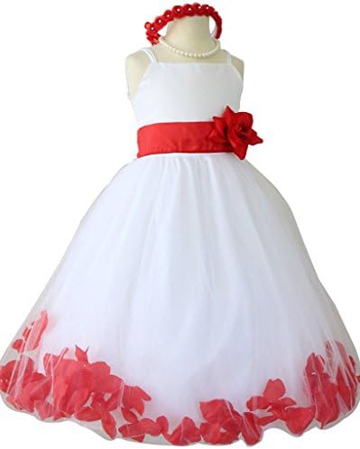 Flower Girl Dress Rose Petal Paperio Easter Wedding Girl White (Baby - 14) Red Cherry 10
