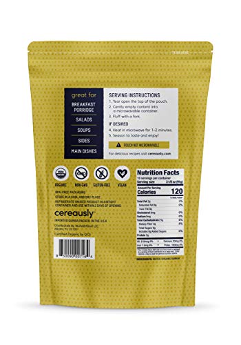 CEREAUSLY Fully Cooked Organic White Quinoa | 2 Lb | Ready to Eat | Royal Bolivian | Non-GMO | Gluten-Free | Vegan