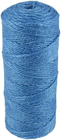 Natural Jute Rope Twine 328 Feet 3 Ply 2mm Colored String Cord for DIY Arts Crafts Gardening Bundling Gifts Decoration (Light blue-1pcs)