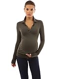 PattyBoutik Mama V Neck Long Sleeve Maternity Polo Shirt