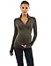 PattyBoutik Mama V Neck Long Sleeve Maternity Polo Shirt (Dark Olive Green M)
