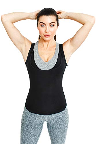 Sweat Shaper Women's Premium Workout Tank Top Slimming Polymer Sauna Vest (Large-X-Large, Black)