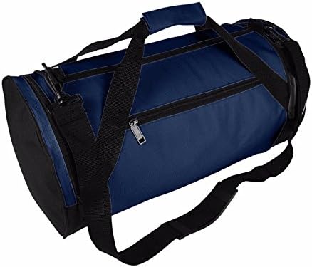 Round Duffel Sports Bags, Travel Gym Fitness Bag Carry on(Navy - 2 Side Zippered Pocket)