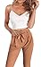 FANCYINN Women 2 Pieces Vacation Outfits Vneck Spaghetti Strap Crop Top and Bodycon Long Pant with Belt Khaiki S