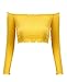 PRETTODAY Women's Sexy Off Shoulder Crop Tops 4 Colors Summer Long Sleeves Casual Slim Tees (Small, Yellow)