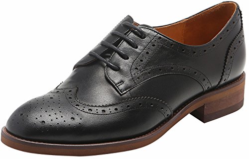 U Lite Womens Perforated Lace Up Wingtip Pure Color Leather