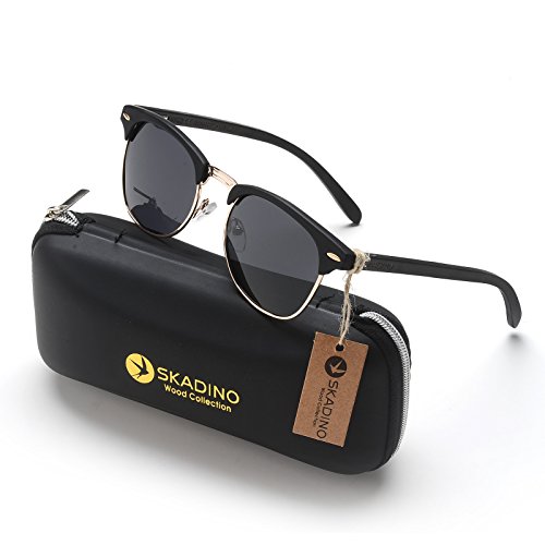 SKADINO Bamboo Sunglasses with Polarized lenses-Handmade Wood Shades for Men&Women SD6014