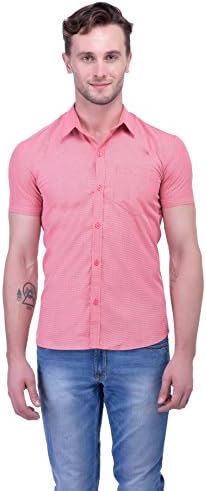 Trendster Pink Solids Half Sleeve Casual Men's Shirt