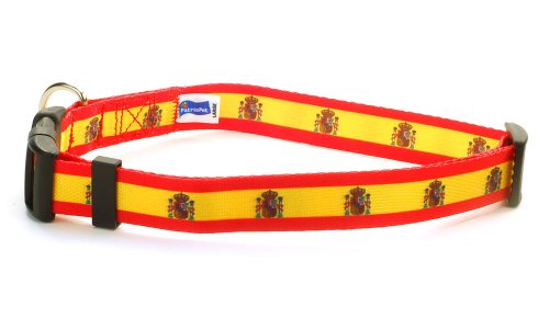 Spanish Flag Dog Collar by PatriaPet (Lrg: 16-26 in.)