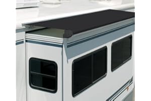 AlphabetAcre RV Slide Out Awning Fabric Replacement - 18.5oz Heavy Duty Universal and Weather Resistant Slide Topper Canopy for 5th Wheel RVs, Campers, Motorhomes, Black (110'' Fabric Only)