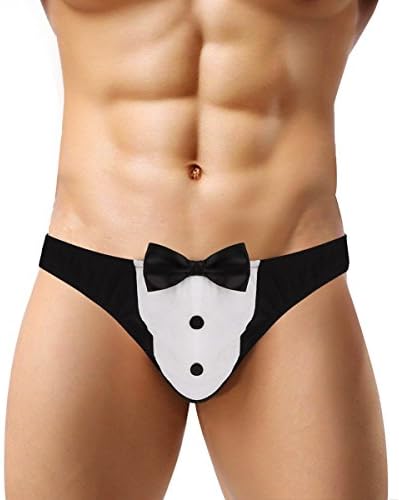 CHICTRY Men's Mesh Sheer Boxer Briefs Tuxedo Maid Bikini Thong Underwear Panties