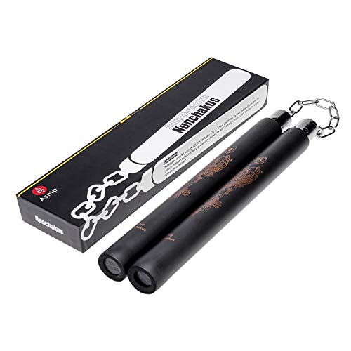 Aship Martial Art Sticks Foam Training Sticks Bruce Lee Practice for Beginner Child 12inch Length Karate Kung Fu Pads Black - Thumbnail 4
