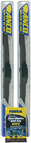 ANCO 30-16 Winter Wiper Blade - 16" Bundle with Rain-X Glass Cleaner Wipe (3 Items)