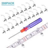 200 Pack LED Strip Clips - iCreating LED Light Strip Mounting Bracket Clips for 10mm Wide IP65 Waterproof 5050 3528 2835 5630 LED Strip Light, One Side Fixing, with 200pcs Screws and 1pcs Screwdriver