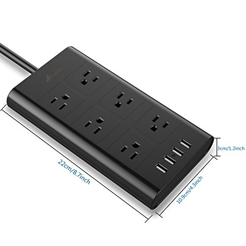 image for Extension Cords, Lidlife 6 Outlet Power Strip Surge Protector Extensio