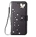 Lozeguyc Galaxy S10 Plus Bling Handmade Crystal Rhinestone Case,3D Beauty Lucky Flowers Butterfly PU Leather Credit Card Kickstand Strip Wallet Cover for Samsung Galaxy S10 Plus-Black