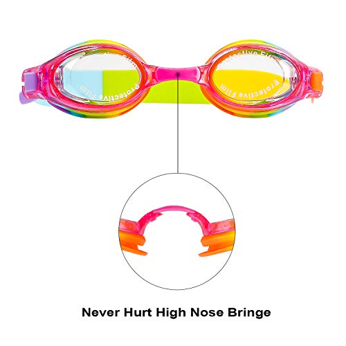 VIPITH Kids Swim Goggles, Swimming Goggles with Nose Clip and Ear Plugs, No Leaking Anti Fog UV Protection with Protection Case, for Kids