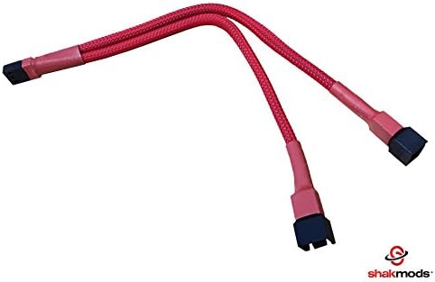 Shakmods 20cm 4 pin PWM Fan Y Splitter Red Sleeved Extension Cable 20cm