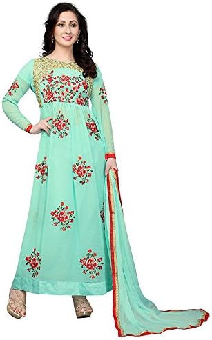 Khileshwai Fashion Women's Georgget Dress Material (Kf01_Kk51_Green_Free Size)