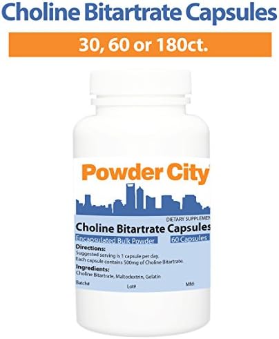 Powder City Choline Bitartrate Capsules (180 Capsules)