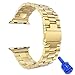 Apple Watch Band, Creazy Stainless Steel Strap Watch Band+Adapter+Case Cover for Apple Watch 42mm (Gold)