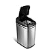 NINESTARS DZT-30-1 Automatic Touchless Infrared Motion Sensor Trash Can, 8 Gal 30L, Stainless Steel Base (Rectangular, Black Lid)